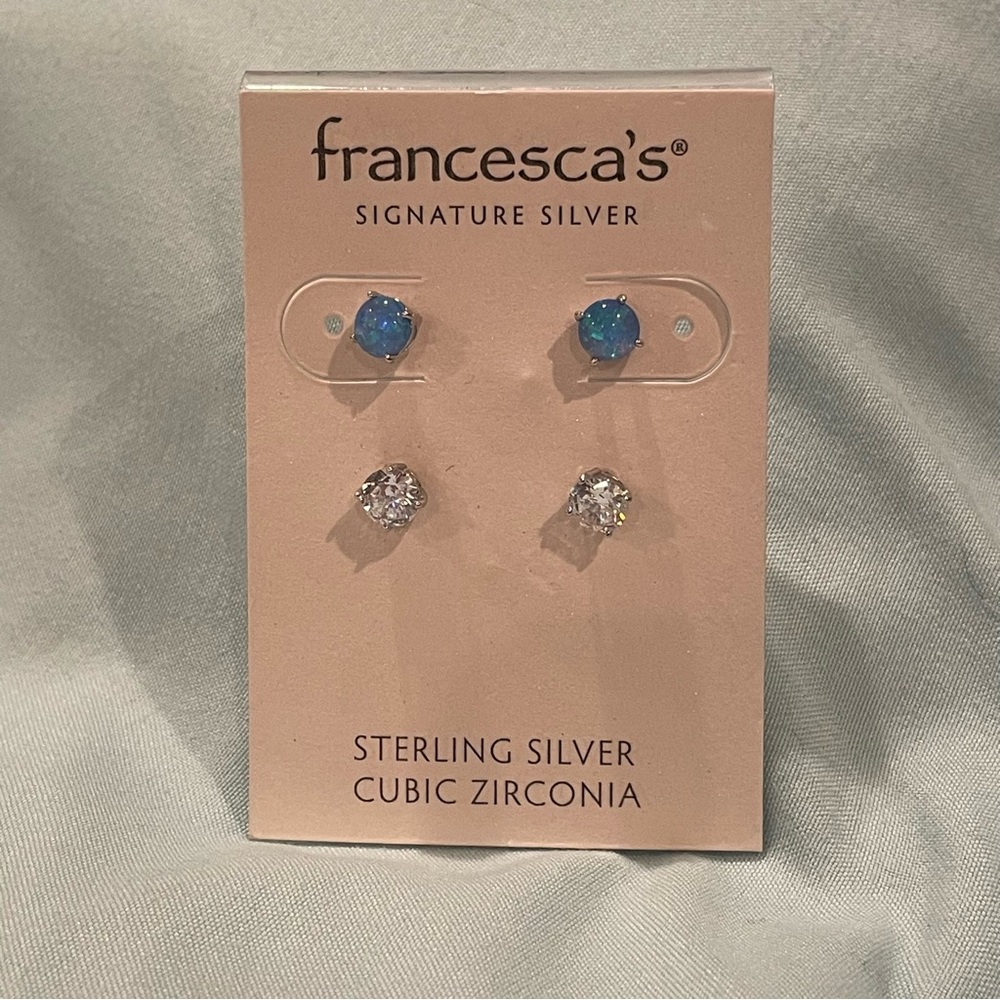 Francesca teal and clear stud earrings NWT